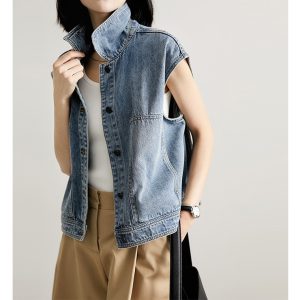 Blazers En Gilets | Washed Denim Waistcoat  – Dames Blazers En Gilets Blazers En Gilets