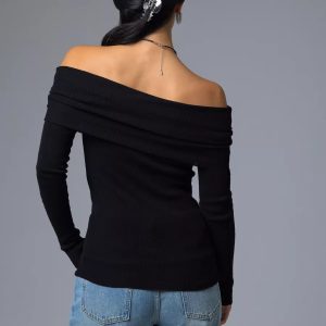 Blouses En Tops | Off-Shoulder Top Met Rib  – Dames Blouses En Tops Blouses En Tops