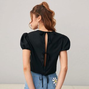 Blouses En Tops | Top Gestreept Met Strikjes  – Dames Blouses En Tops Blouses En Tops