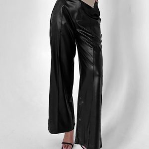 Broeken | Pu Straight Broek  – Dames Broeken Broeken