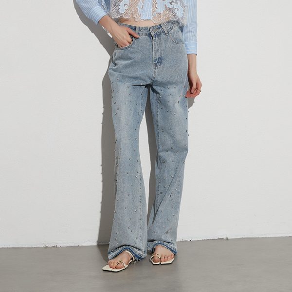 Jeans | Straight Jeans Met Studs  – Dames Dames Dames