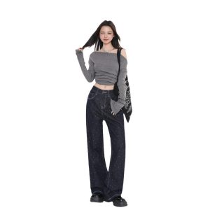 Jeans | Straight Jeans Rhinestone  – Dames Dames Dames